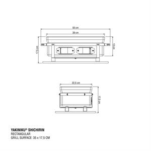 GRIGLIA DA TAVOLO SHICHIRIN RETTANGOLARE 2-6 PERSONE CM.50X13 H.17,5