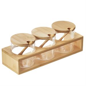 SET 3 CIOTOLE VETRO BASE BAMBOO T3032 CM.28X9,3 H.10 LEONE